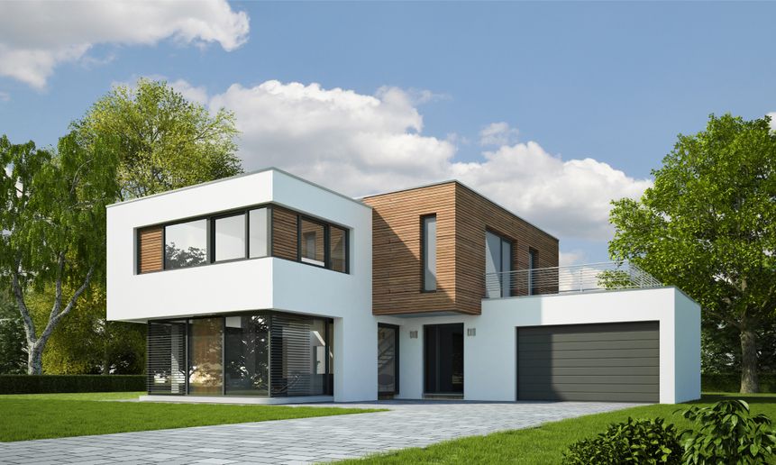 Ein Architektenhaus mit Holzdetails